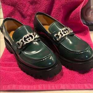 NWOT Gucci Harald Vintage Green leather loafers 9.5